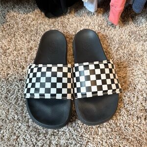 Vans La Costa Black and White Checkered Slip-On Sandals